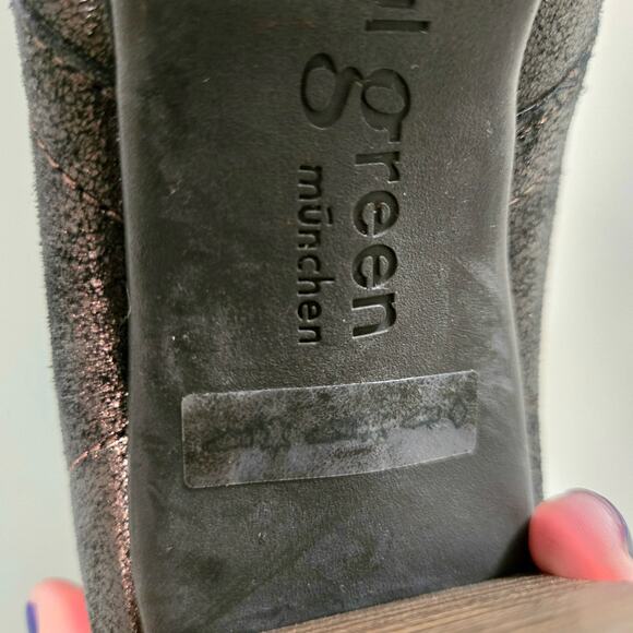 Paul Green Suede Black Bronze Platform Lace-Up Ankle Booties 8 Metallic Almond - Picture 11 of 12